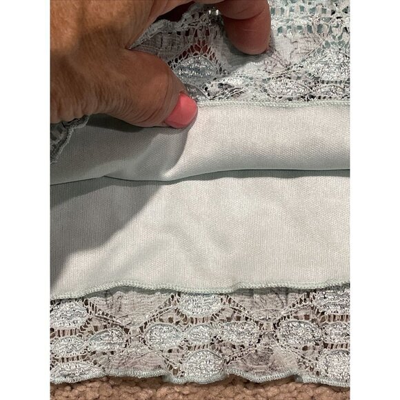 Dressbarn Women's M Textured Square Neck Top Blouse Mint Floral Stretch Y2K - Picture 4 of 9